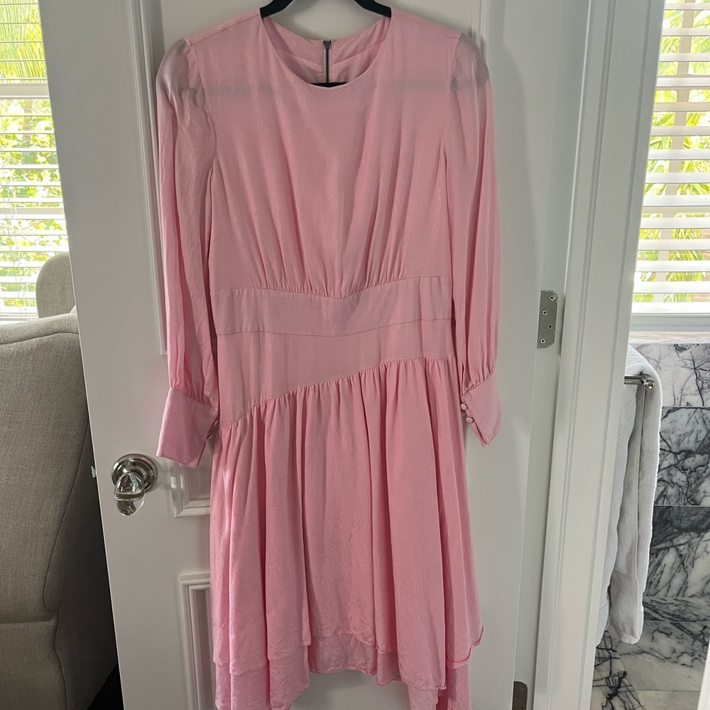 Flowy Pink Long-Sleeve Dress